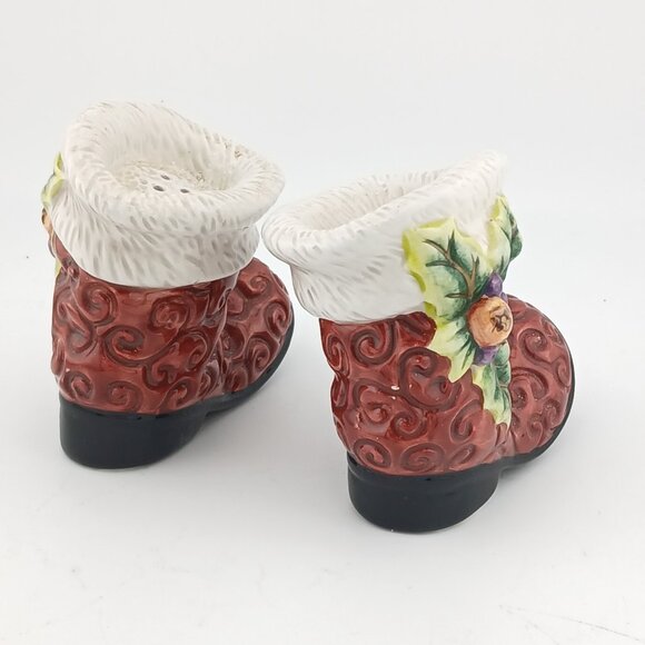 Fitz & Floyd Christmas Santa Boots Salt/Pepper Shakers Tableware Mint Orig Pkg - Picture 7 of 9